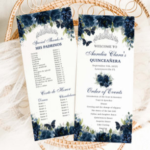 Blauer Navy-Floral Silver Quinceñera Orden des Ere Programm