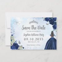 Blauer Navy Silver Princess Tiara Quinceanera