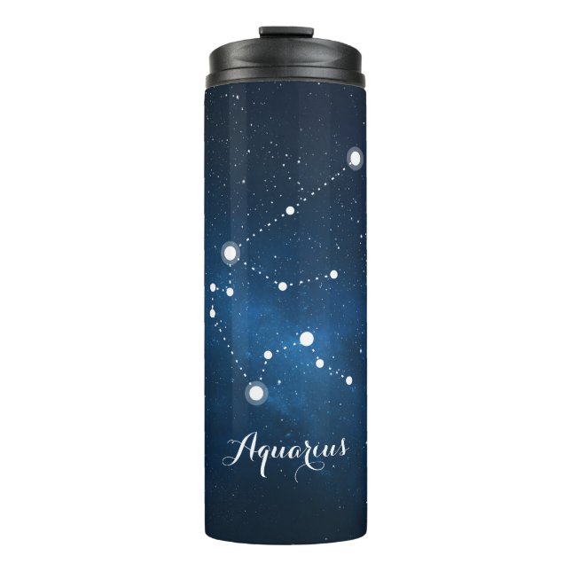 Blauer Nebel Aquarius Zodiac-Zeichen Thermosbecher (Vorderseite)