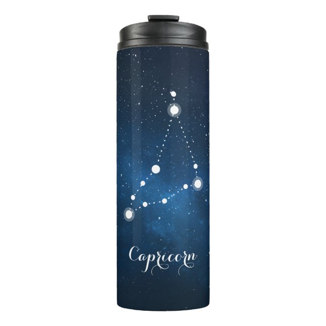 Blauer Nebel Capricorn Zodiac Zeichen Thermosbecher (Vorderseite)