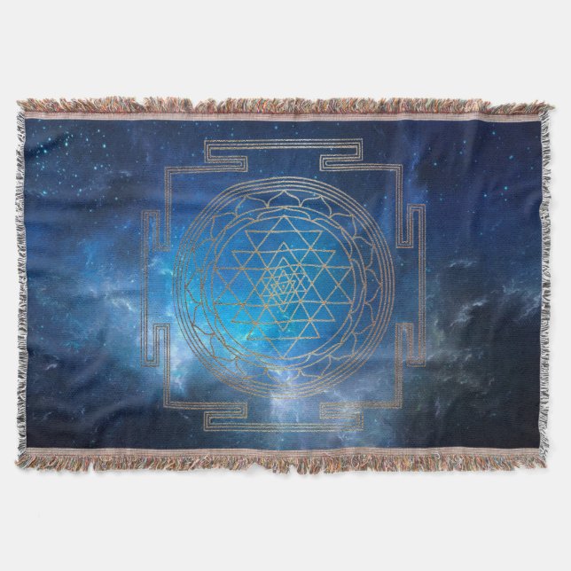 Blauer Nebel Sri Yantra - Blanket Decke (Vorderseite)
