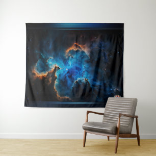 Blauer Nebel Wolken AI Konzept Kunst von Xzendor7 Wandteppich