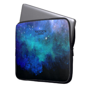 Blauer Nebulous Cool Galaxy Personalisiert Laptopschutzhülle