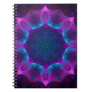 Blauer Neon Dark Kaleidoskop Gradient Notizblock