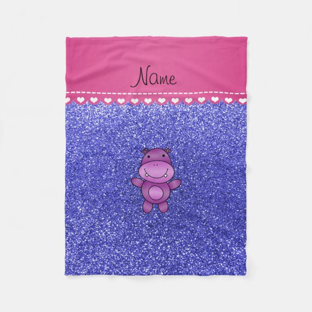 Blauer NeonGlitter des personalisierten lila Fleecedecke (Vorderseite)