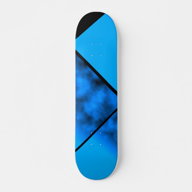 Blauer Neonnächtlicher Himmel mit schwarzer Skateboard (Vorne)