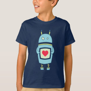 Blauer Niedlicher Roboter mit dunklem Herz-Kids-La T-Shirt