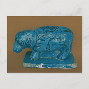 Blauer Nilpferd mit schwarzer Dekoration Postkarte