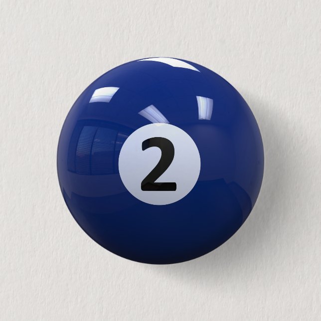 Blauer Nr. 2- Billard-Pool-Ball Button (Vorderseite)