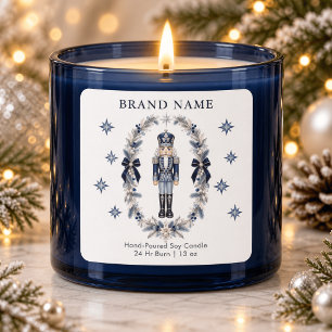 Blauer Nussknacker und winterlicher Kranz Weihnach Quadratischer Aufkleber