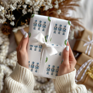 Blauer Nussknacker Weihnachten Geschenkpapier