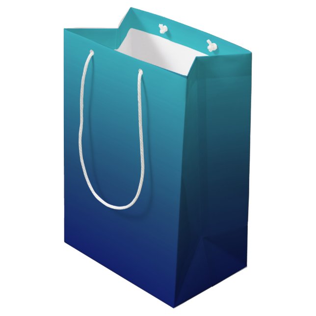 Blauer Ober-Verlauf Mittlere Geschenktüte (Rückseite Schrägansicht)