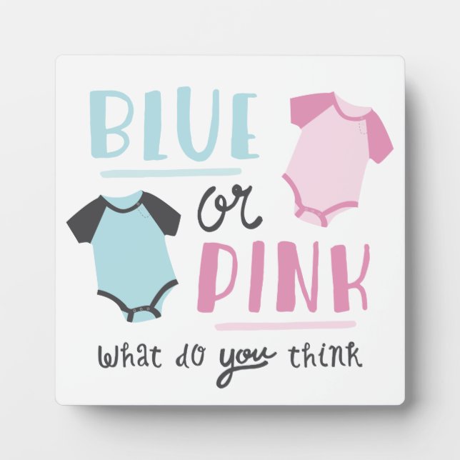 Blauer oder rosa Baby Gender Reveal Party Dusche Fotoplatte (Vorderseite)