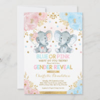 Blauer oder rosa Elephant Gender Reveal Baby Showe