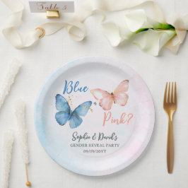 Blauer oder rosa Geschlecht offenbart Baby Shower  Pappteller