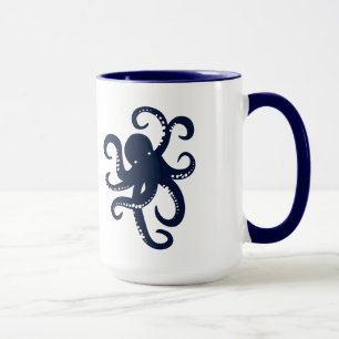 Blauer Oktopus Einfache Illustration Tasse