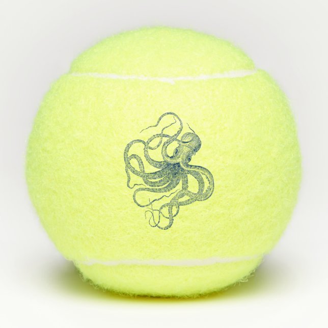 Blauer Oktopus Tennisbälle (Vorderseite)