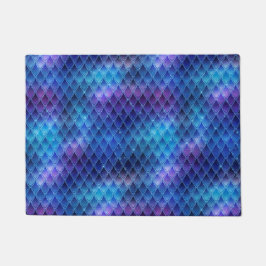 Blauer Ombre und Glitzer Dragon Scales Fußmatte