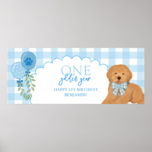 Blauer One Golden Year Doodle Welpe 1. Geburtstag Poster
