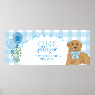 Blauer One Golden Year Retriever Welpe 1. Geburtst Poster