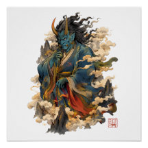 Blauer Oni-Dämonenkrieger | Japanische Yokai-Mytho