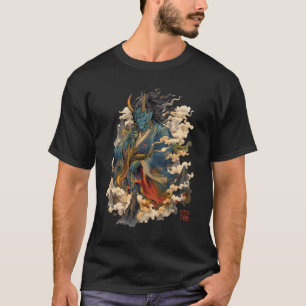 Blauer Oni-Dämonenkrieger Japanische Yokai-Mytho T-Shirt