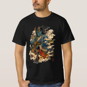 Blauer Oni-Dämonenkrieger Japanische Yokai-Mytho T-Shirt