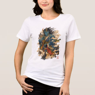 Blauer Oni-Dämonenkrieger | Japanische Yokai-Mytho Tri-Blend Shirt