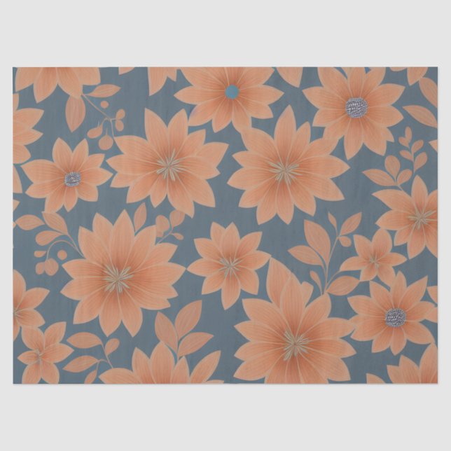 Blauer Orange Retro Mitte des 1950er-Jahren Seidenpapier (Vorderseite)
