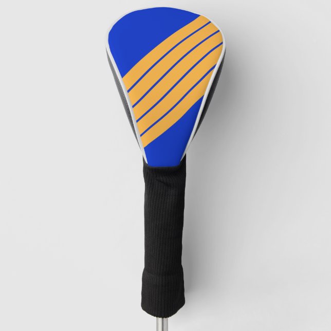 Blauer Orange Streifen 70er 80er Klassischer Retro Golf Headcover (Vorderseite)