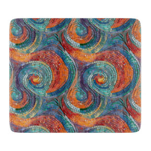 Blauer Orange Swirl Schneidebrett