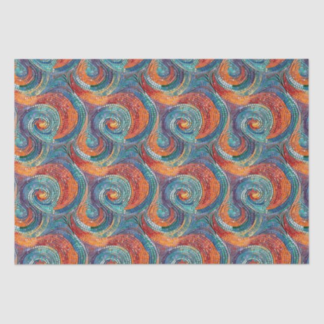 Blauer Orange Swirl Seidenpapier (Vorderseite)