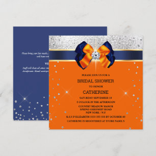 Blauer orangefarbener silberner Glitzer mit elegan Einladung