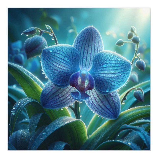 Blauer Orchid Fotodruck (Vorne)