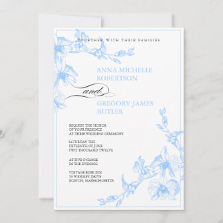 Blauer Orchid Hochzeitsempfang Einladung