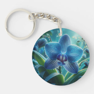 Blauer Orchid Schlüsselanhänger