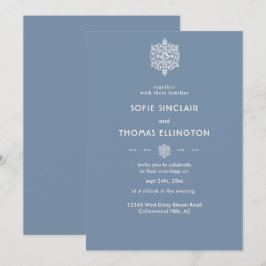 Blauer Ornament Hochzeitseinladung Einladung