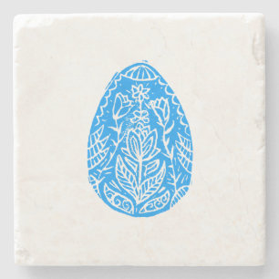 Blauer Ostereier Linocut Steinuntersetzer