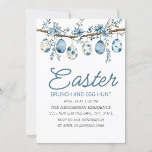 Blauer Ostereier-Such-Brunch Einladung