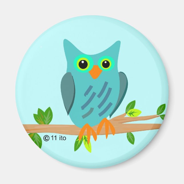 Blauer Owl Magnet (Vorne)