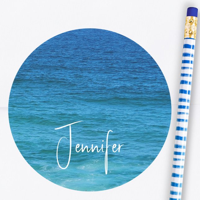 Blauer Ozean an der Küste Runder Aufkleber (Von Creator hochgeladen)