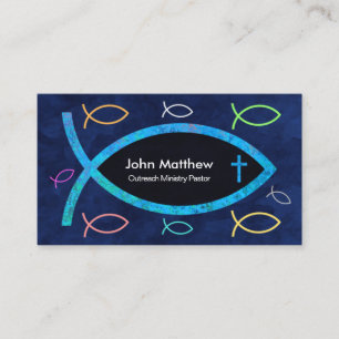 Blauer Ozean Christlicher Ichthus-Fisch Visitenkarte