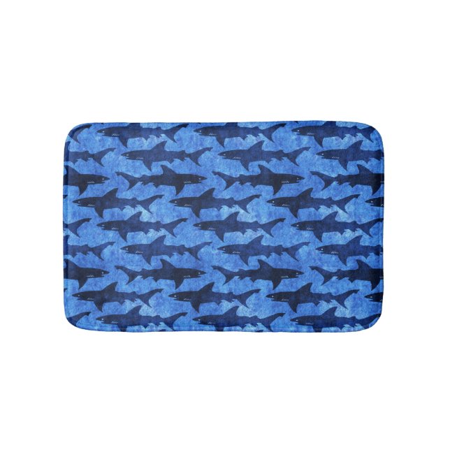 Blauer Ozean-Haifisch-Angriff Badematte (Vorderseite)