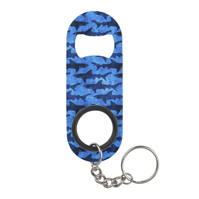 Blauer Ozean-Haifisch-Angriff Schlüsselbund Flaschenöffner (Rückseite)