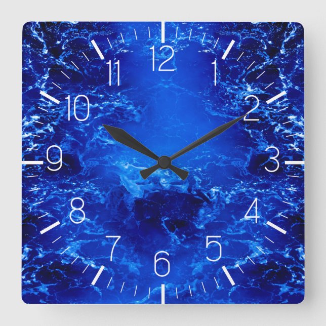 Blauer Ozean Quadratische Wanduhr (Vorderseite)