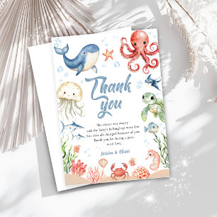 Blauer Ozean Tiere Baby Shower Dankeskarten