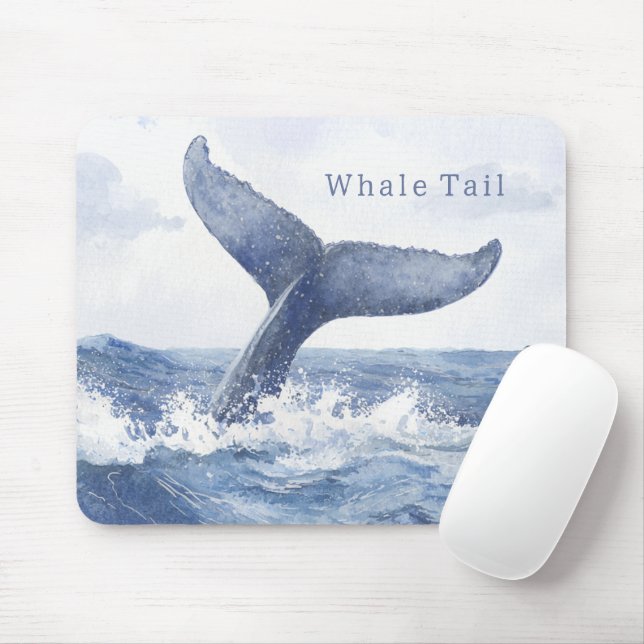 Blauer-Ozean-Wal-Schwanz Mousepad (Mit Mouse)