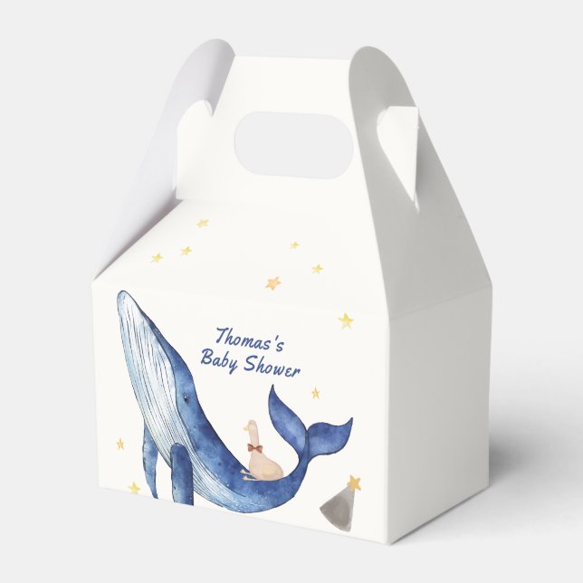 Blauer Ozean Whimsical Duck Stars Whale Baby Dusch Geschenkschachtel (Vorderseite)