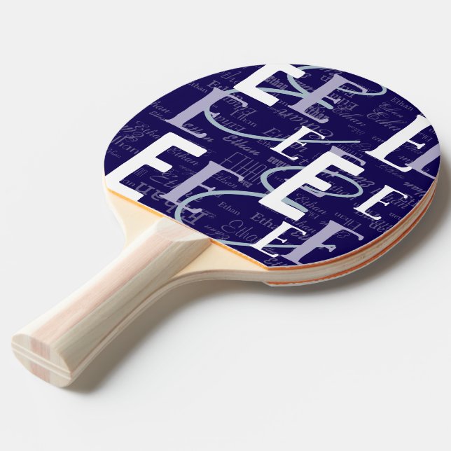 Blauer Paddle mit seinem Namen erstellen Tischtennis Schläger (Vorderseite)