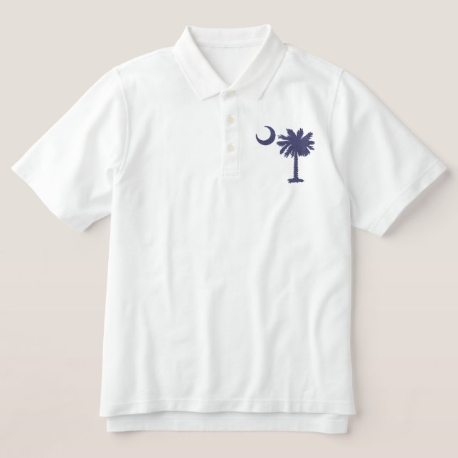 Blauer Palmetto besticktes Shirt (Design Vorderseite)